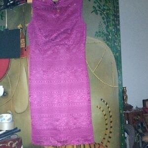 Enfocus Studio Magenta Lace Midi Dress